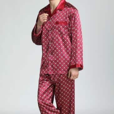 Pigiama Uomo In Raso A Due Pezzi - Maniche Lunghe Con Bottoni E Tasche - Foto 5