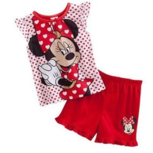 Set di pigiama estivo rosso e bianco di Minnie per bambine