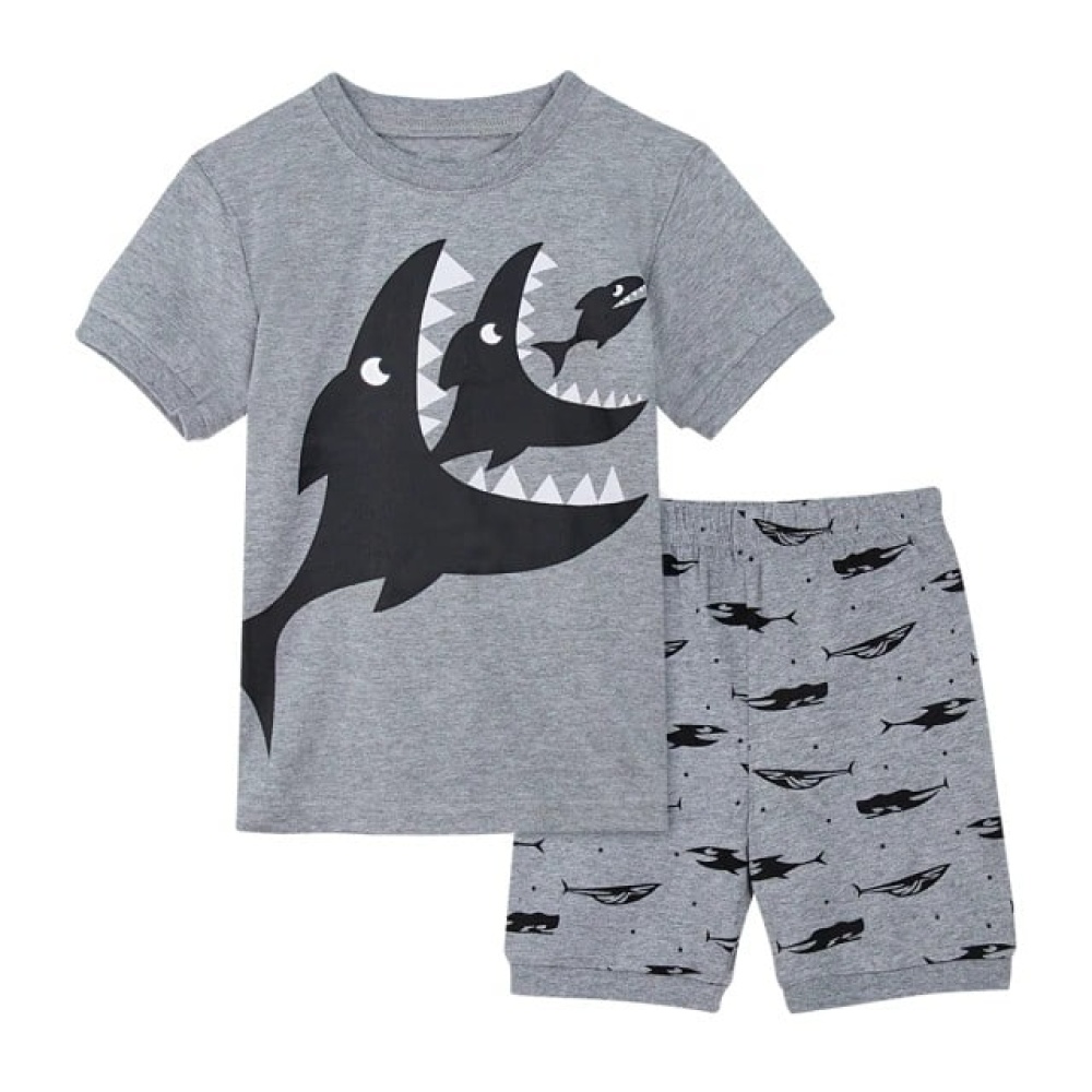 Maglietta e pantaloncini da squalo grigio di alta qualità e alla moda per ragazzi