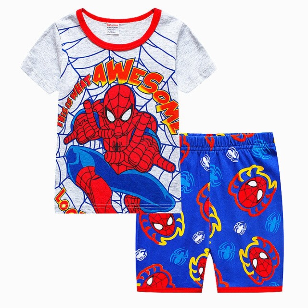 Pigiama Spiderman a due pezzi in cotone blu e bianco alla moda