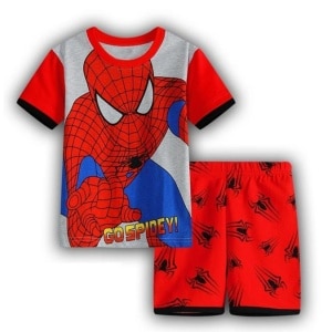 Pigiama Spiderman a due pezzi in cotone di alta qualità e alla moda