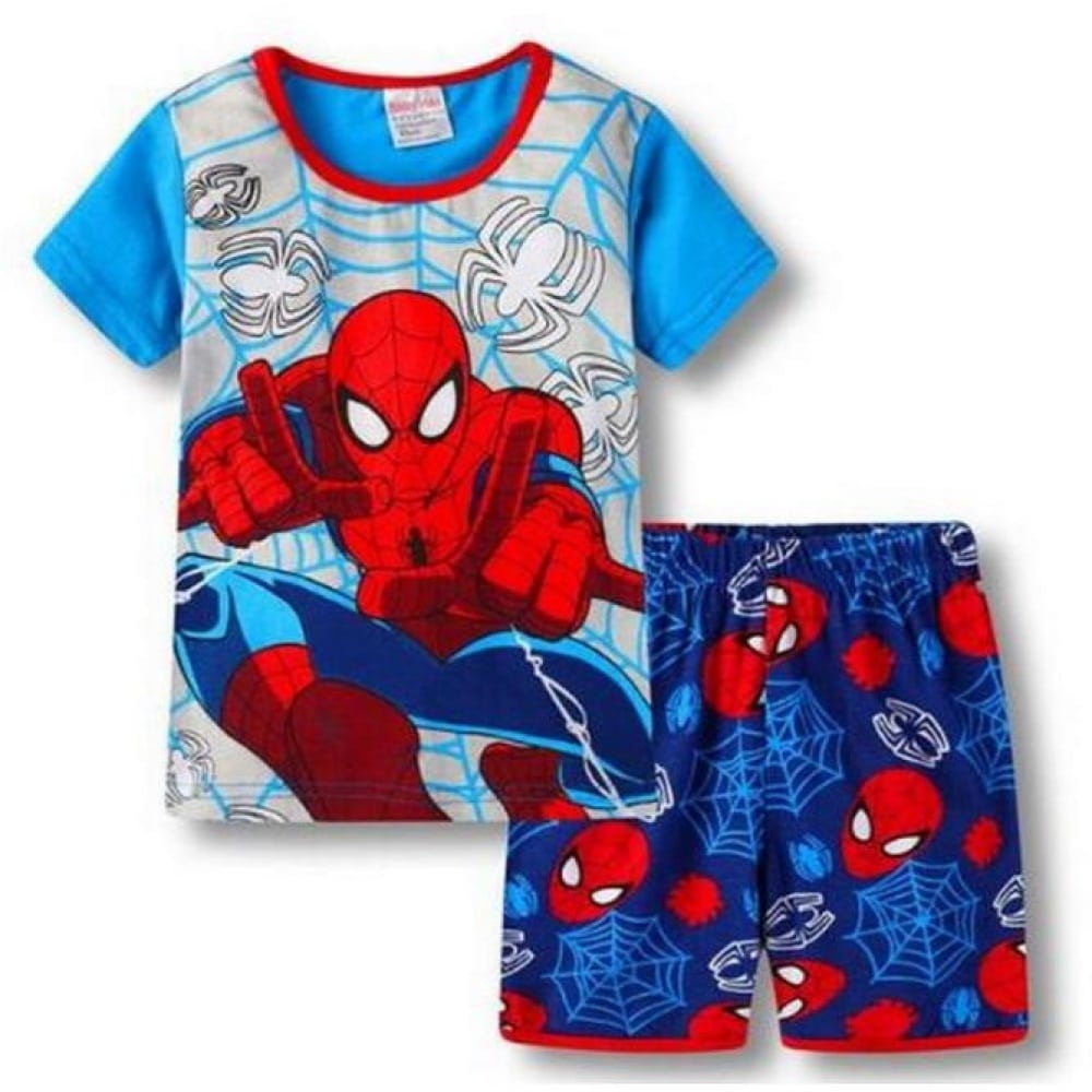 Pigiama a due pezzi Spiderman blu in cotone alla moda