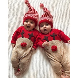 Pagliaccetto natalizio per neonati con cappello a righe per bambini e bambine di altissima qualità e alla moda