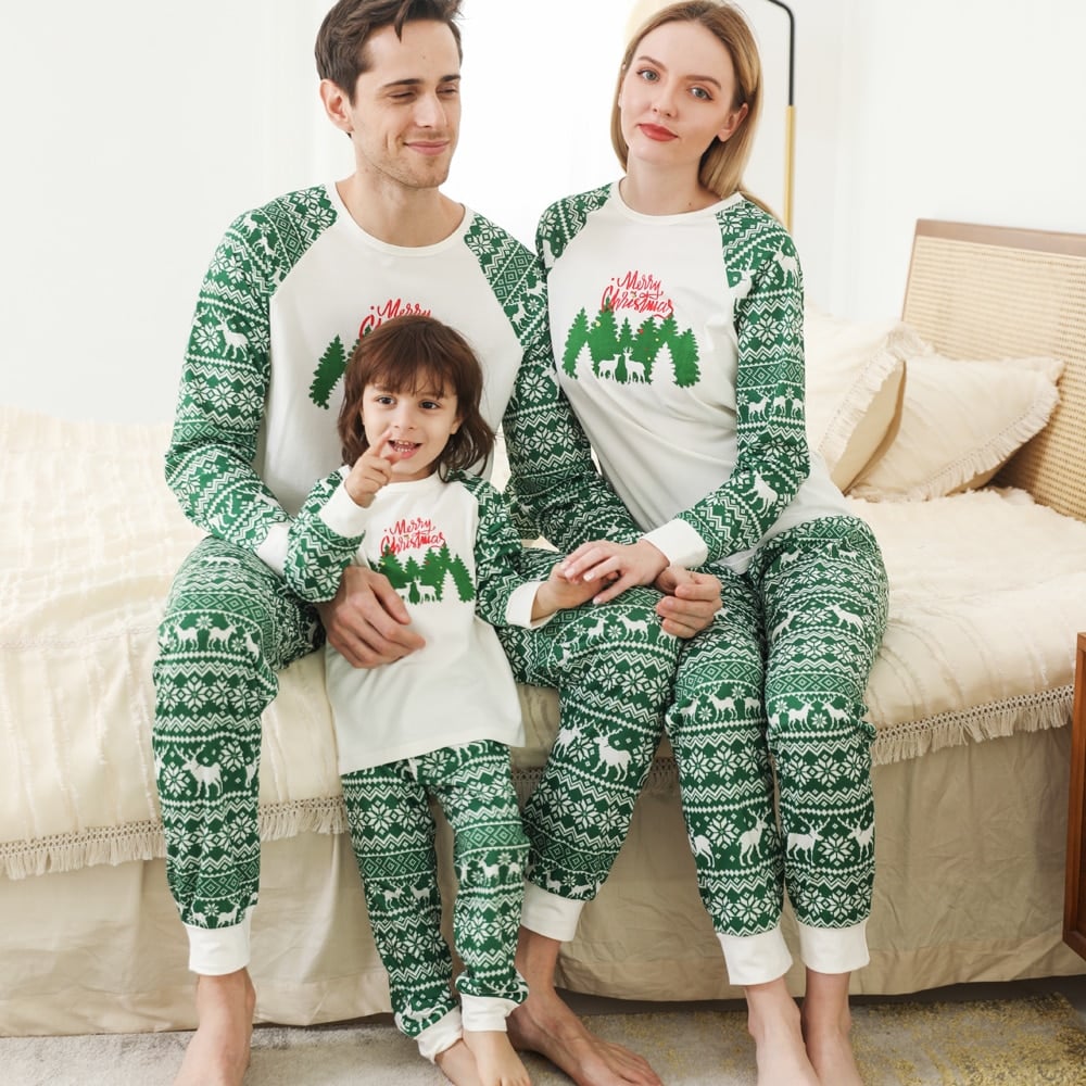 Pigiama Natale Famiglia Bambini ADO - Set 2 Pezzi Cotone, Top Maniche Lunghe E Pantaloni | Taglie Bambino/teen