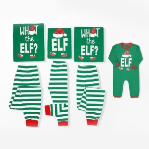 Pigiama da elfo di Natale per tutta la famiglia, alla moda e di alta qualità, di colore verde