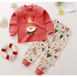 Set di pigiama con renna di Natale per bambini e bambine