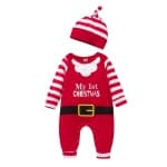 Completo natalizio rosso alla moda a maniche lunghe per neonati, ragazze e ragazzi