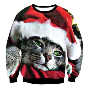 Maglione da uomo e da donna con gatto natalizio di alta qualità e alla moda