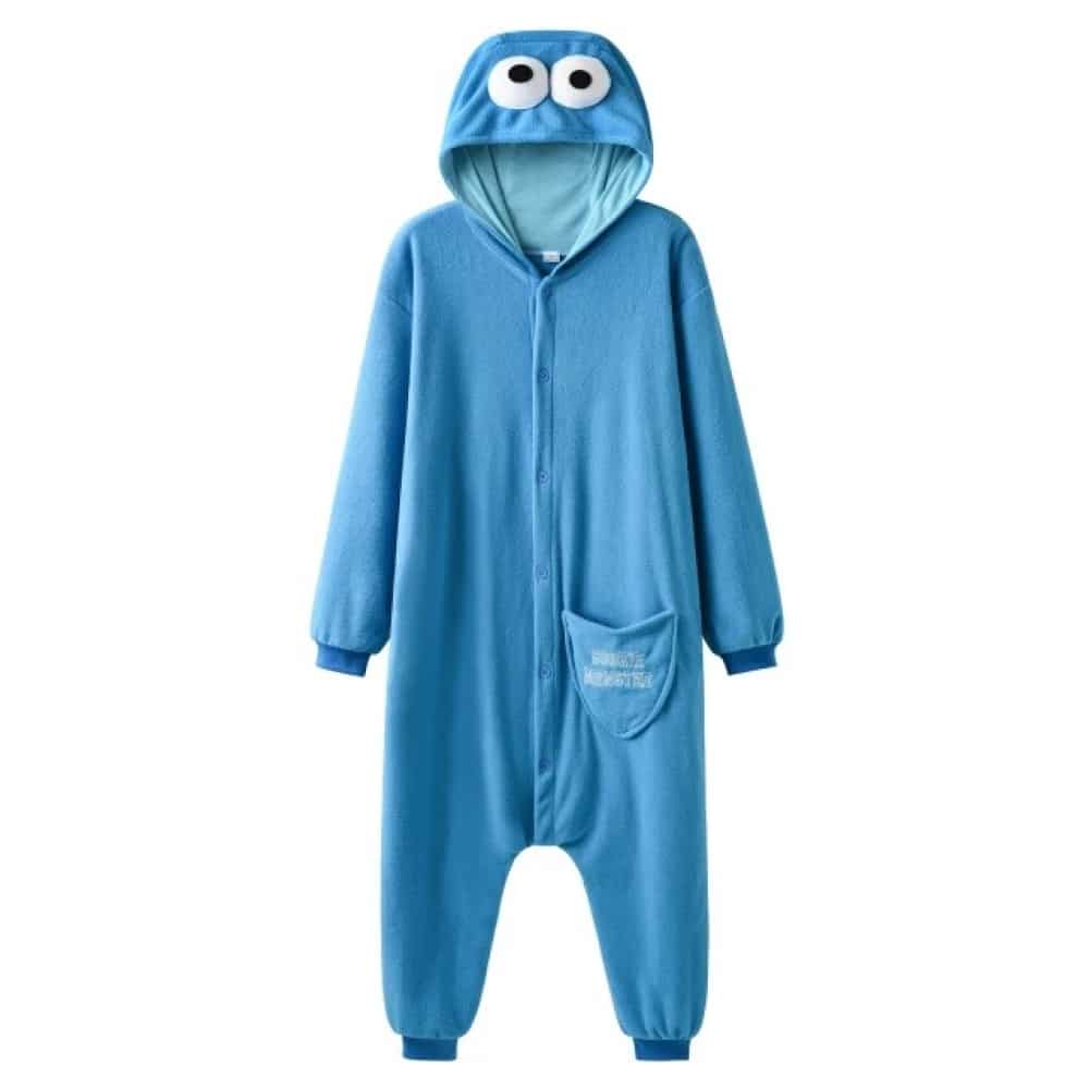 Tuta pigiama Biscuit Monster con cappuccio blu