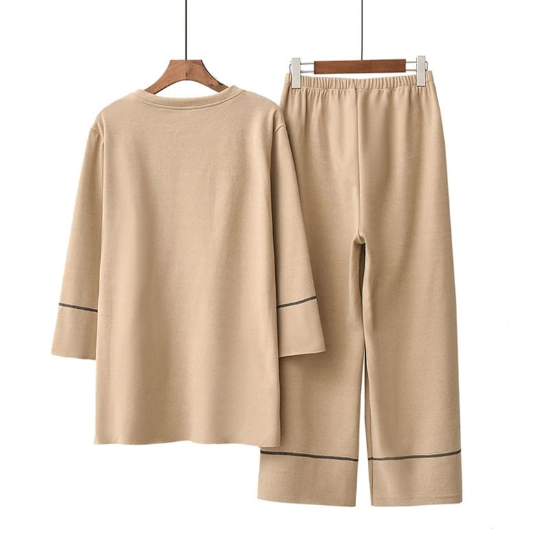 Pigiama Invernale Donna In Cotone - Set Due Pezzi Con Tasche, Comodo E Morbido Per La Notte - Foto 10